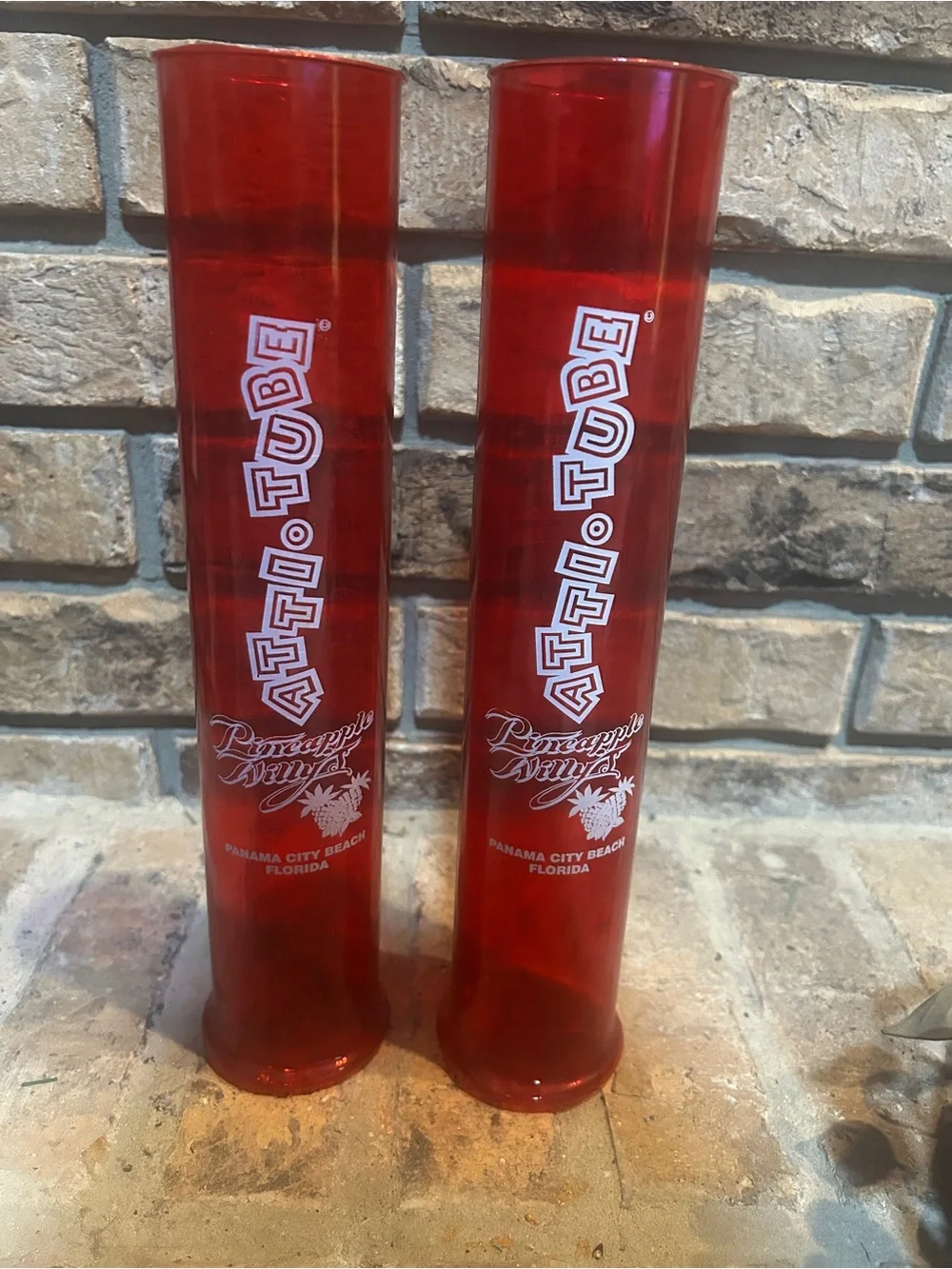 Pineapple Willy’s PCB Red Tall Plastic Tumbler attitube. Plastic pair